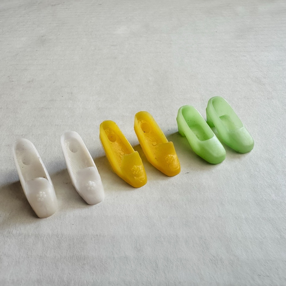(3) Pairs Vintage Barbie Heels Hong Kong 1960's White Yellow Green